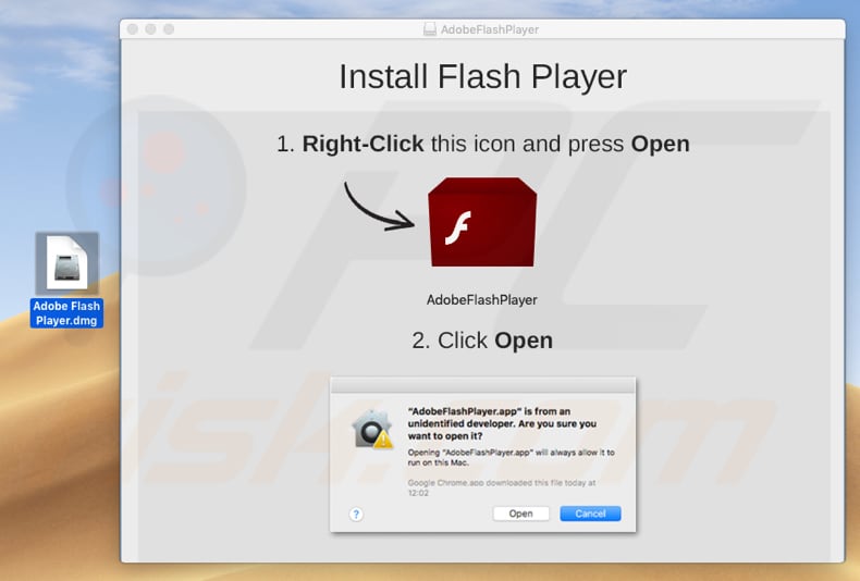 Instalador falso de Adobe Flash Player: