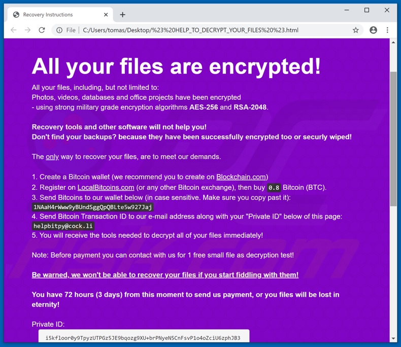 Instrucciones de descifrado de BitPyLock (# HELP_TO_DECRYPT_YOUR_FILES #.html)