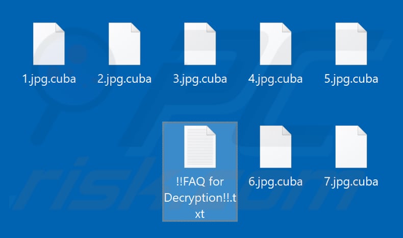 Archivos cifrados por el ransomware Cuba (extensión .cuba)