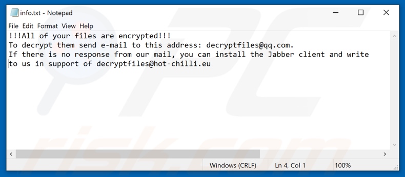 Devon archivo de texto de ransomware (info.txt)