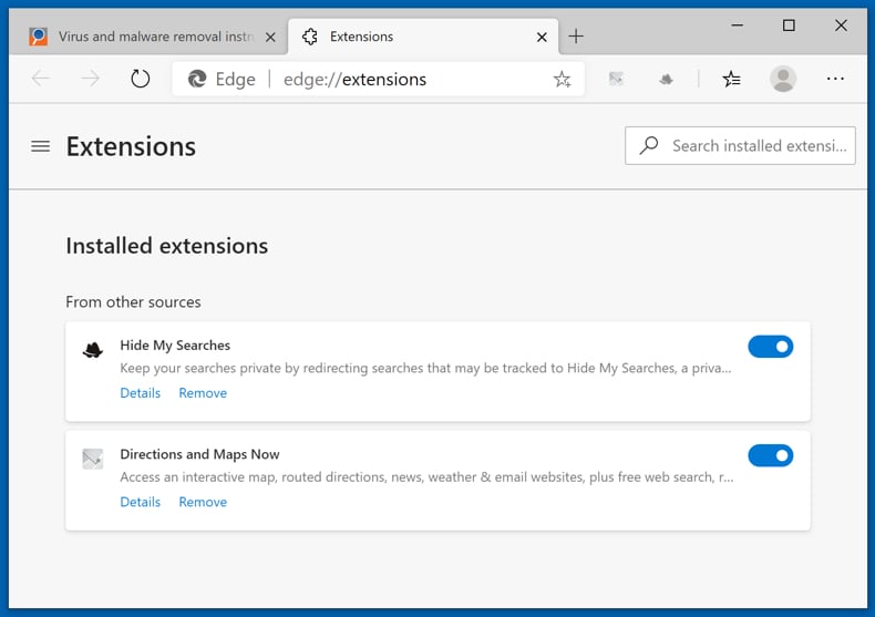 Eliminando secuestradores de navegador de Microsoft Edge paso 1