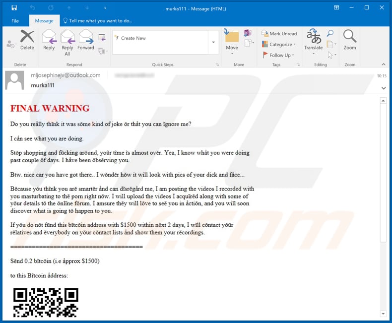 Campaña de spam Final Warning
