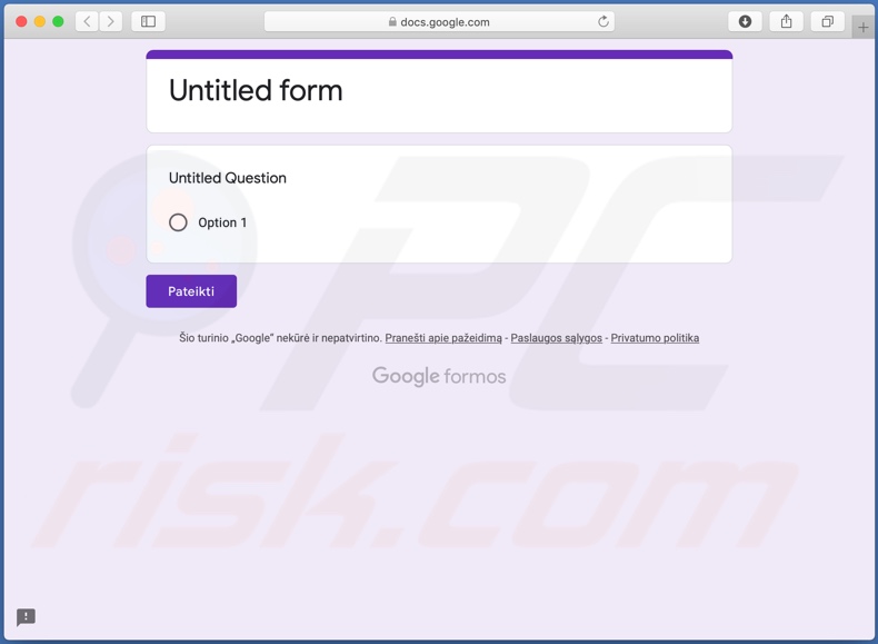 Encuesta de Google Forms promovida por esta variante del correo electrónico fraudulento