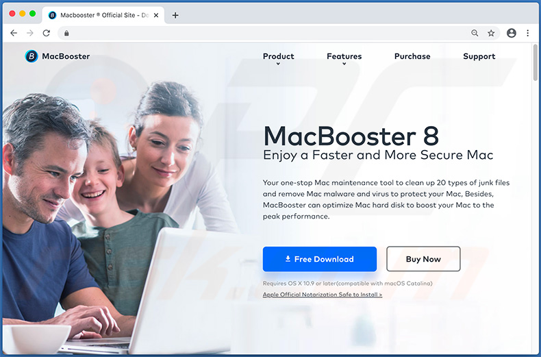 Aplicación no deseada MacBooster que promueve el sitio web