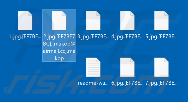 Archivos encriptados por el ransomware Makop (extensión .makop)