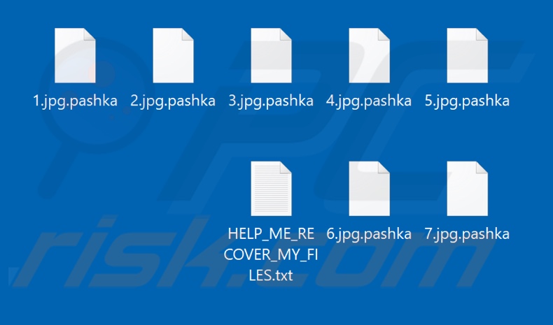 Archivos cifrados por el ransomware Pashka (extensión .pashka)