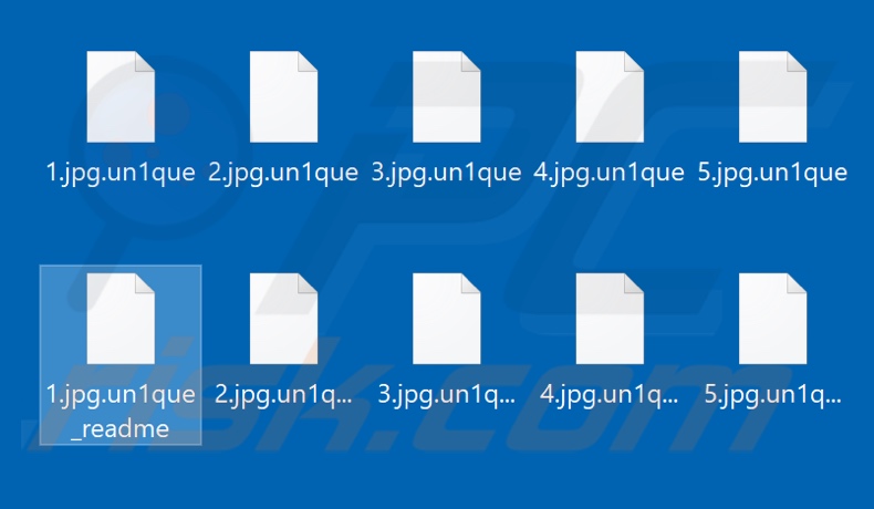 Archivos encriptados por el ransomware Un1que (extensión .un1que)