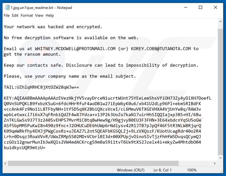 Instrucciones de desencriptamiento de Un1que (un1que_readme)