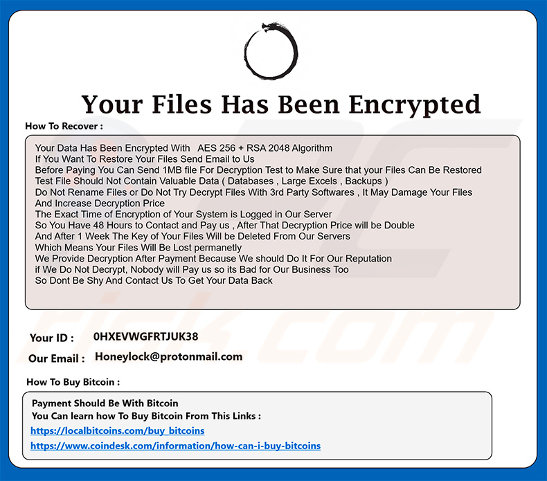 Ventana emergente que muestra el ransomware Odveta actualizado