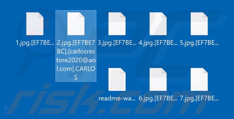 Archivos encriptados por el ransomware CARLOS (extensión .CARLOS)