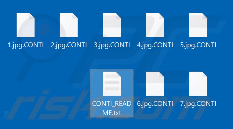 Archivos encriptados por el ransomware CONTI (extensión .CONTI)