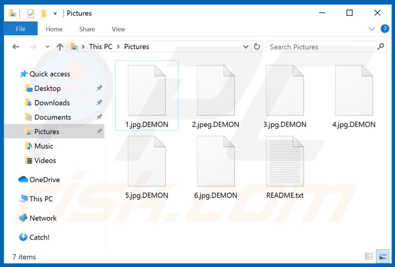 Archivos encriptados por el ransomware DEMON (extensión .DEMON)