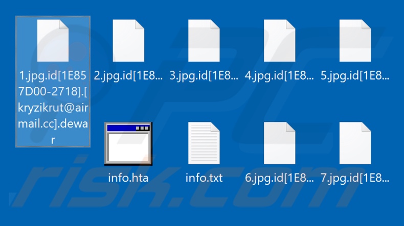 Archivos cifrados por el ransomware Dewar (extensión .Dewar)