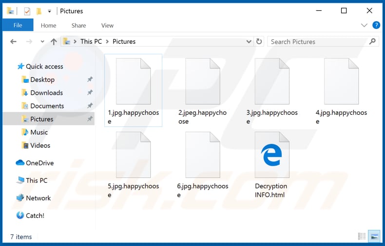 Archivos encriptados por el ransomware Happychoose (extensión .happychoose)