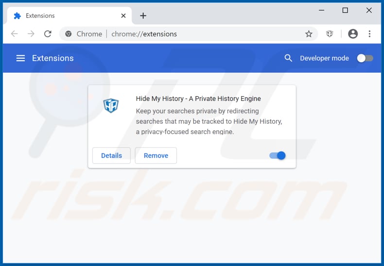 Eliminando las extensiones de Google Chrome relacionadas con hidemyhistory.co