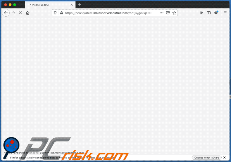 Ejemplo de un sitio web fraudulento utilizado para promover instaladores falsos de flash player