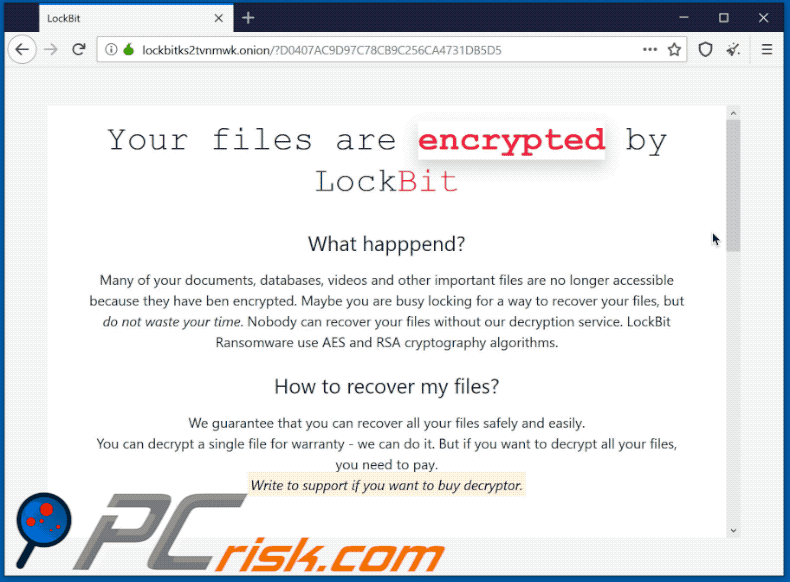 Aspecto actualizado del sitio web en Tor del ransomware LockBit
