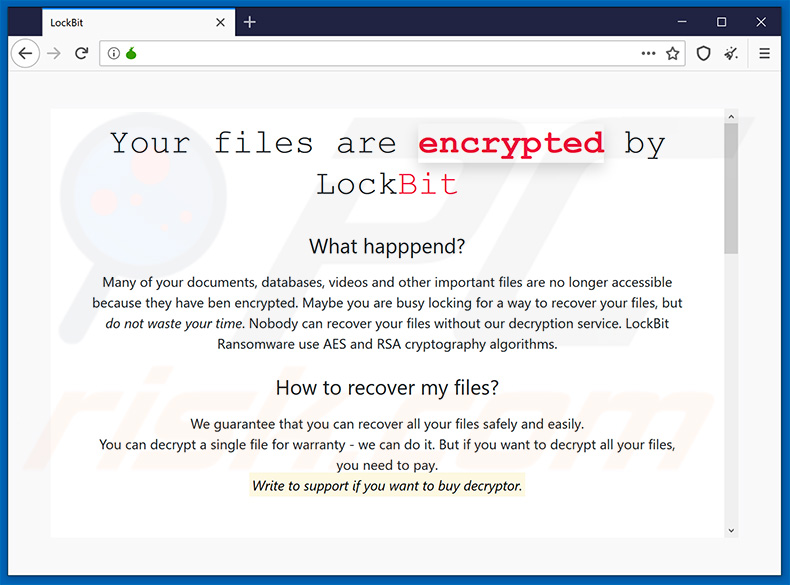 Actualización del sitio web en Tor del ransomware LockBit