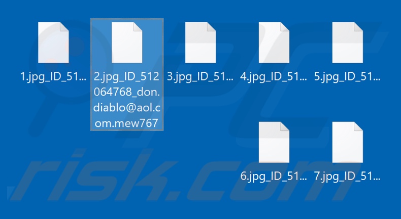 Archivos cifrados por el ransomware mew767 (extensión .mew767)