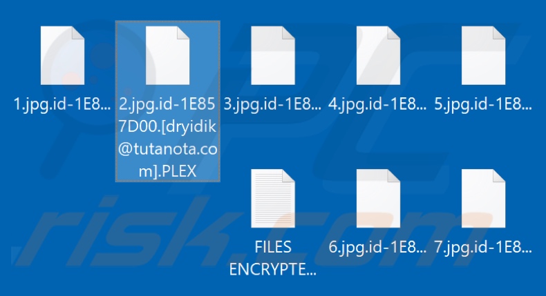 Archivos cifrados por el ransomware PLEX (extensión .PLEX)