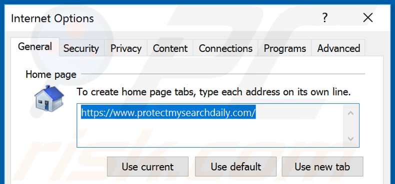 Eliminando protectmysearchdaily de la página de inicio de Internet Explorer