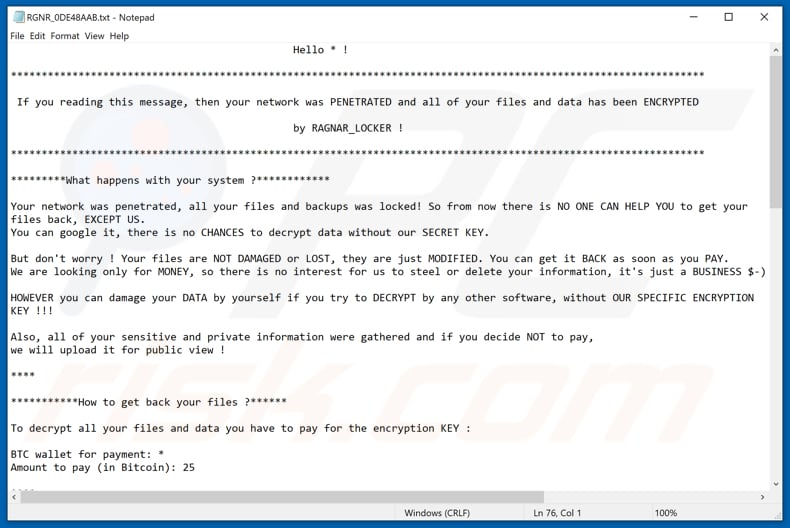 Instrucciones de desencriptamiento de Ragnar Locker (RGNR_0DE48AAB.txt)