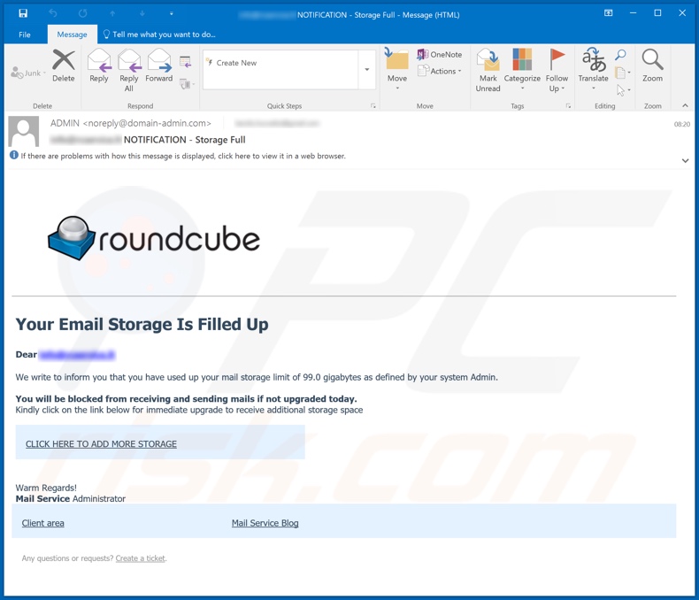 Campaña de spam por correo electrónico de Roundcube