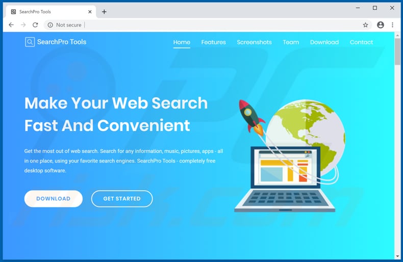 Página de descarga de adware de herramientas searchpro