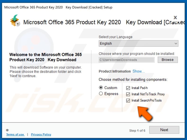 Herramienta de activación no oficial de Microsoft Office que distribuye 