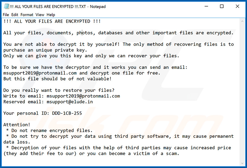 Nota de rescate del ransomware ZEPPELIN actualizado