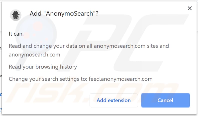 Secuestrador de navegadores AnonymoSearch pide permiso para ser instalado