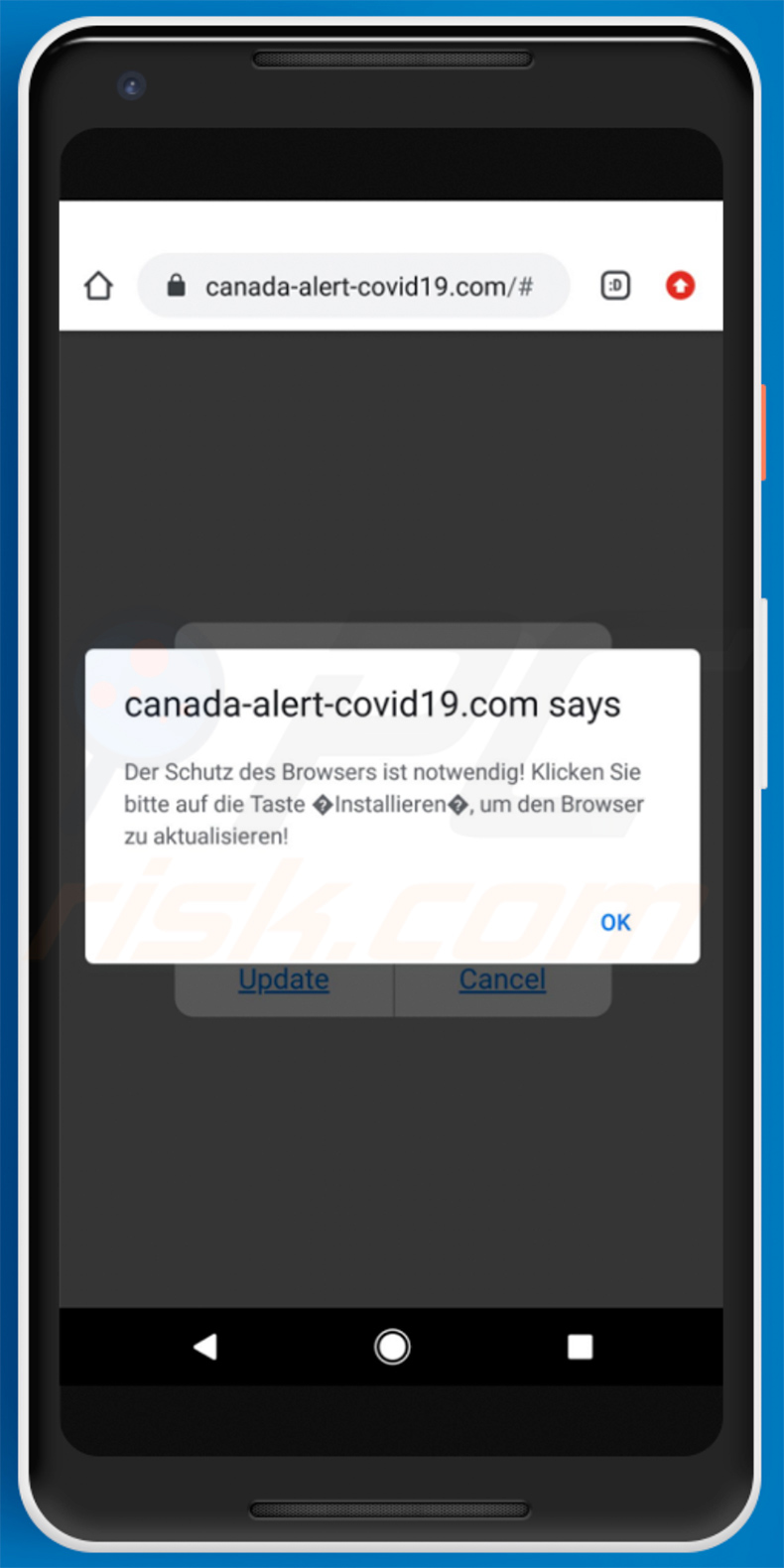 Sitio web malicioso utilizado para difundir el troyano Cerberus