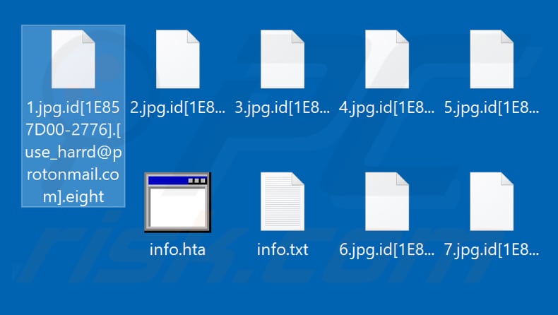 Archivos encriptados por el ransomware Eight (extensión .eight)