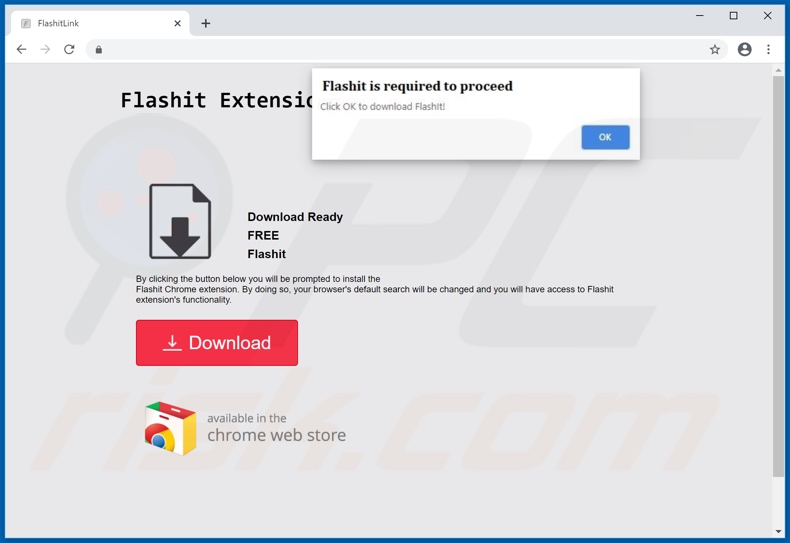 Sitio web utilizado para promover el secuestrador de navegador FlashIt