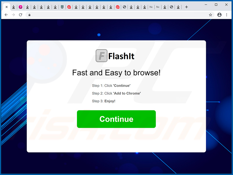 Sitio web de promoción de secuestradores de navegador FlashIt