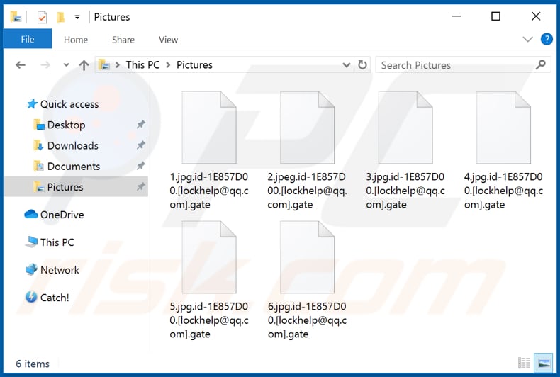 Archivos cifrados por el ransomware Gate (extensión .gate)