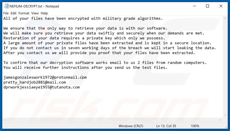 Instrucciones de descifrado de NEFILIM (NEFILIM-DECRYPT.txt)