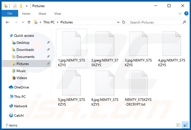 Archivos cifrados por el ransomware Nemty 2.6 (.NEMTY_[random]