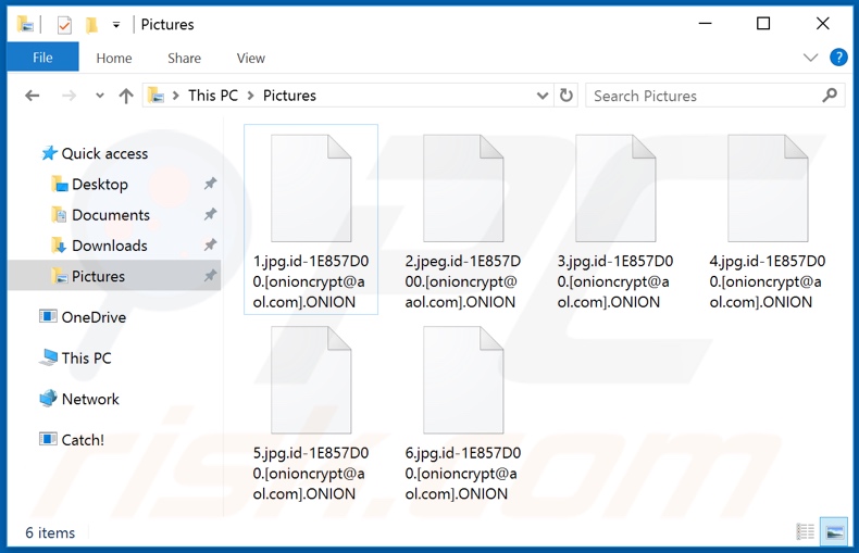 Archivos cifrados por ONION ransomware (extensión .ONION)