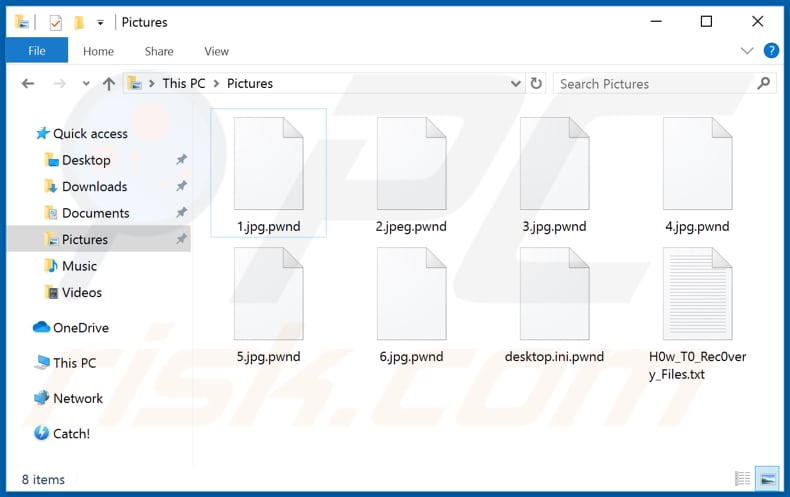 Archivos cifrados por el ransomware PwndLocker (extensión .pwnd)
