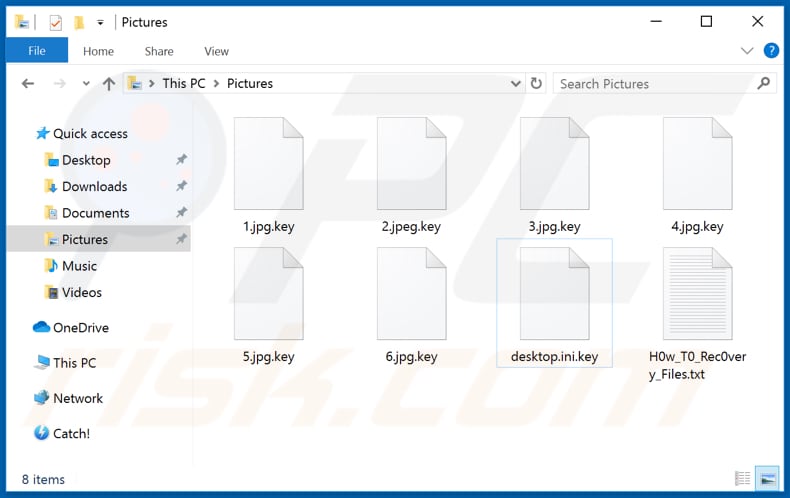 Archivos cifrados por el ransomware PwndLocker (extensión .key)