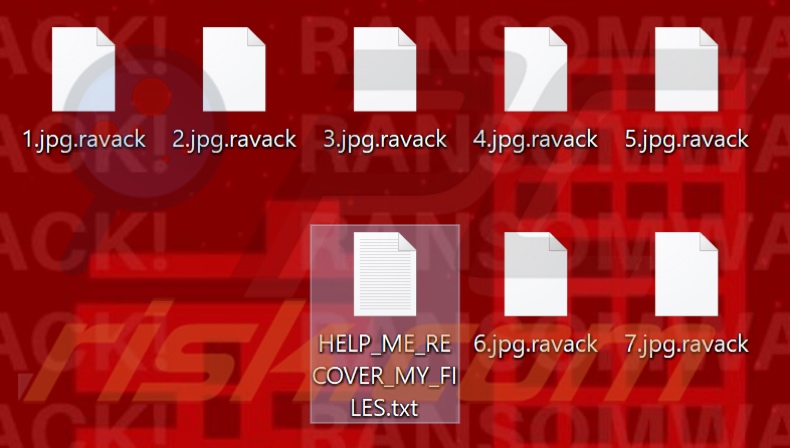 Archivos cifrados por ransomware Ravack (extensión .ravack)