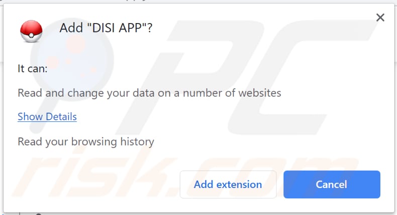 DISI APP solicita un permiso para instalarse en Chrome