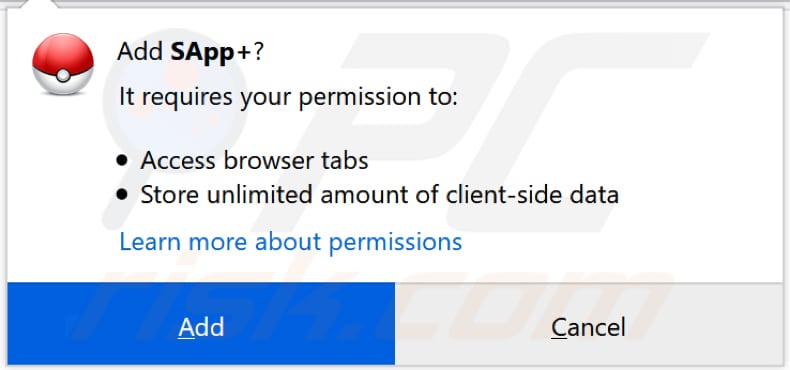 SApp+ pide permiso para instalarse en Firefox