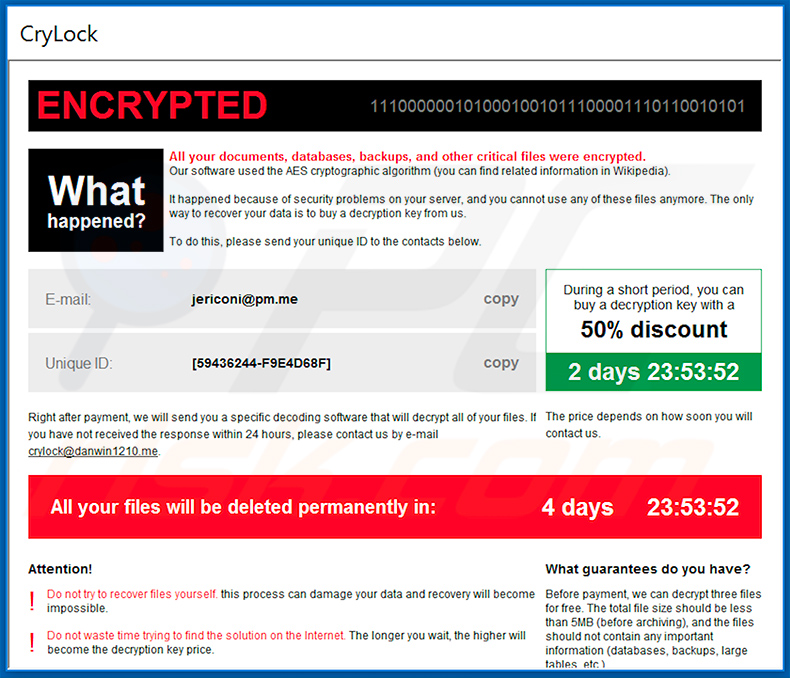 2020-04-27 Ventana emergente del ransomware CryLock (how_to_decrypt.hta)