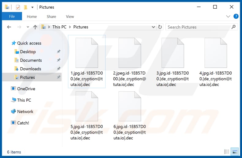 Archivos encriptados por el ransomware Dec (extensión .dec)