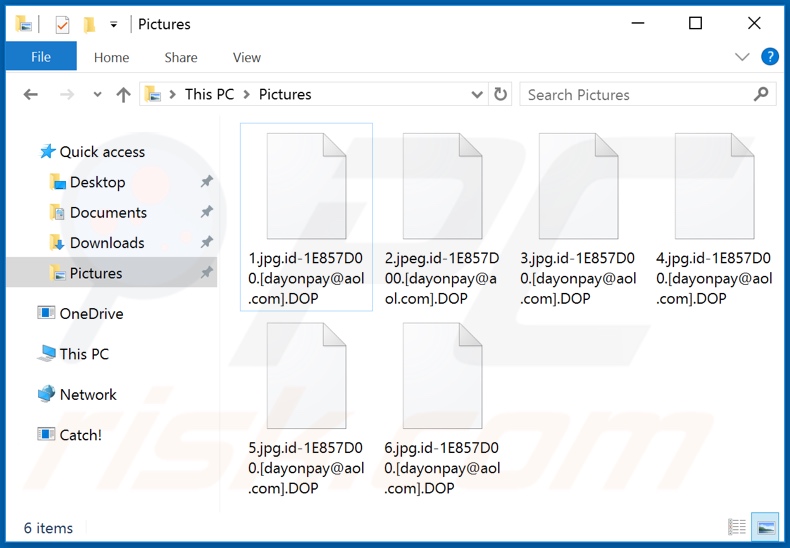 Archivos encriptados por DOP ransomware (extensión .DOP)
