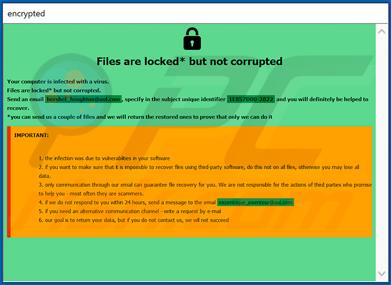 Archivo info.hta actualizado del ransomware Eight