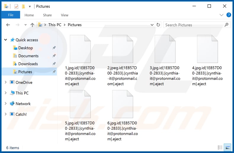 Archivos encriptados por el ransomware Eject (extensión .eject)