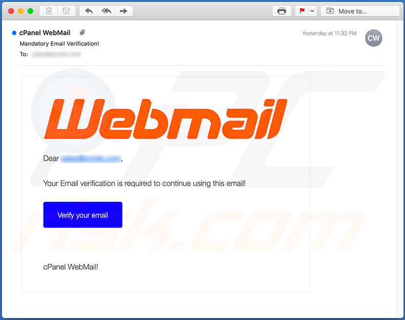Email no deseado phising de credenciales de email relacionado con Webmail